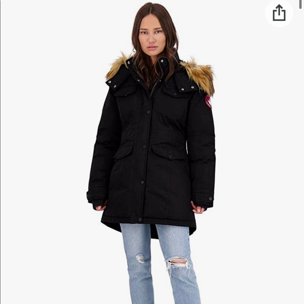 Canada Weather Gear-Parka Coat for Women-Insulated Faux Fur (Large)